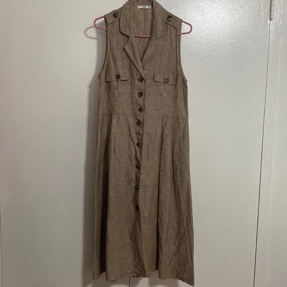 Tan linen dress